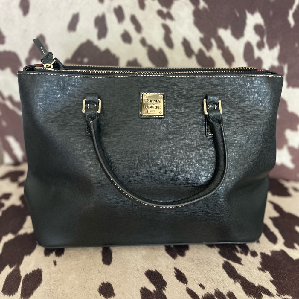 Dooney & Bourke Black Satchel with Gold Details